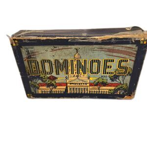 Vintage Halsam #930 United States US Capitol Double Nine Dominoes Original Box